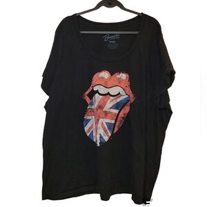 Torrid Rolling Stones Black & Red T-Shirt - Size 5 - 26/28 - Pre-owned